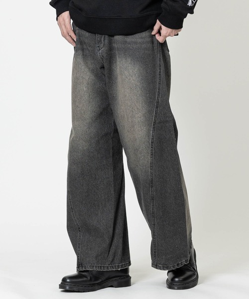 JOHN'S CLOSET（ジョンズクローゼット）の「【13】グラインダーデザイン カーブデニム/コクーンパンツ（デニムパンツ・メンズ・ブラック/グレー/ブルー・MEDIUM/LARGE）」の5枚目の写真