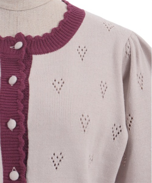 セール】ハート透かし編みニットカーディガン（カーディガン/ボレロ