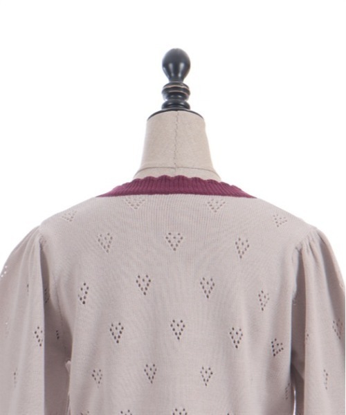 セール】ハート透かし編みニットカーディガン（カーディガン/ボレロ