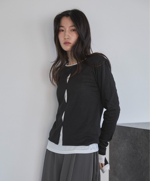 feepur（フェピュール）の「フロントホールシアーセットロンTee（Tシャツ/カットソー・レディース・ブラック/杢グレー/オフホワイト・MEDIUM）」の12枚目の写真