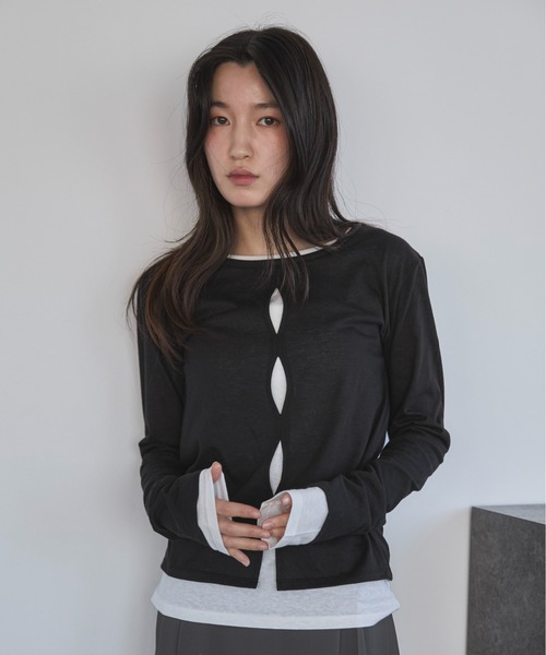 feepur（フェピュール）の「フロントホールシアーセットロンTee（Tシャツ/カットソー・レディース・ブラック/杢グレー/オフホワイト・MEDIUM）」の15枚目の写真