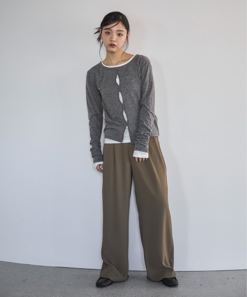 feepur（フェピュール）の「フロントホールシアーセットロンTee（Tシャツ/カットソー・レディース・ブラック/杢グレー/オフホワイト・MEDIUM）」の20枚目の写真