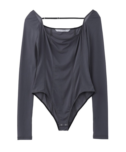 JOHN LAWRENCE SULLIVAN（ジョンローレンスサリバン）の「JERSEY FLONT STRAP BODY SUIT TOP（Tシャツ/カットソー・レディース・ブラック/ブラウン/グレー・ONE SIZE）」の3枚目の写真