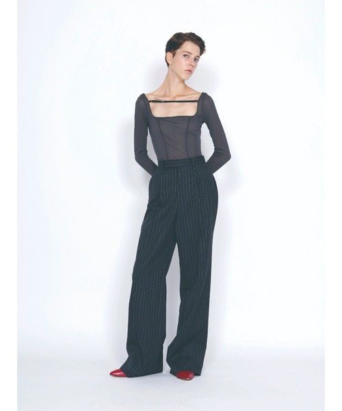 JOHN LAWRENCE SULLIVAN（ジョンローレンスサリバン）の「JERSEY FLONT STRAP BODY SUIT TOP（Tシャツ/カットソー・レディース・ブラック/ブラウン/グレー・ONE SIZE）」の6枚目の写真