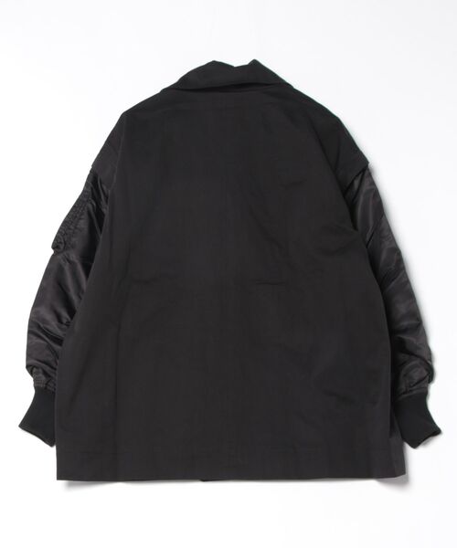 Three Four Time（ｽﾘｰﾌｫｰﾀｲﾑ）の「MA-1スリーブビックカラーハーフコート（その他アウター・レディース・ブラック/カーキ・FREE）」の3枚目の写真