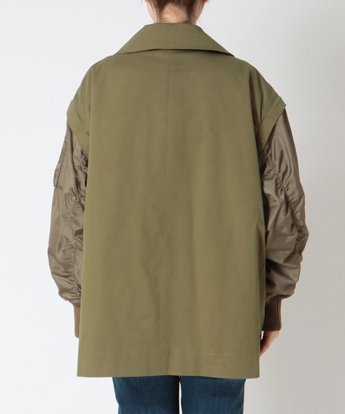 Three Four Time（ｽﾘｰﾌｫｰﾀｲﾑ）の「MA-1スリーブビックカラーハーフコート（その他アウター・レディース・ブラック/カーキ・FREE）」の7枚目の写真