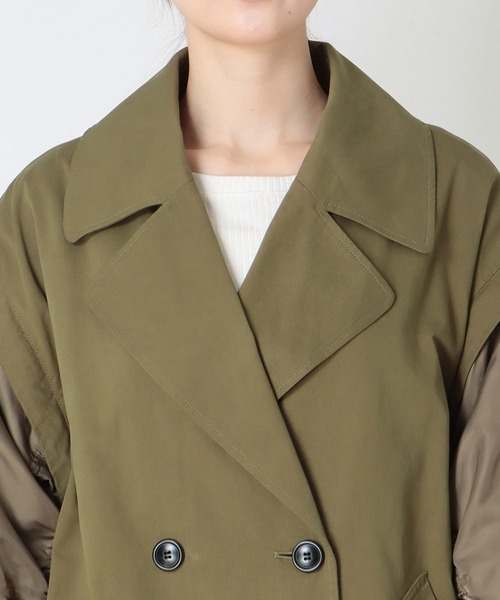 Three Four Time（ｽﾘｰﾌｫｰﾀｲﾑ）の「MA-1スリーブビックカラーハーフコート（その他アウター・レディース・ブラック/カーキ・FREE）」の8枚目の写真