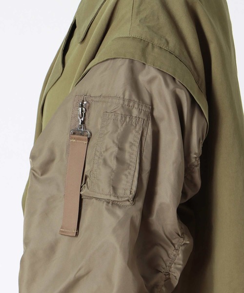Three Four Time（ｽﾘｰﾌｫｰﾀｲﾑ）の「MA-1スリーブビックカラーハーフコート（その他アウター・レディース・ブラック/カーキ・FREE）」の12枚目の写真