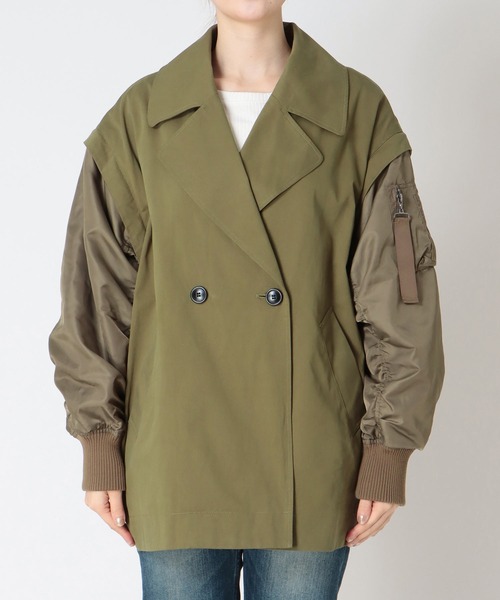 Three Four Time（ｽﾘｰﾌｫｰﾀｲﾑ）の「MA-1スリーブビックカラーハーフコート（その他アウター・レディース・ブラック/カーキ・FREE）」の22枚目の写真