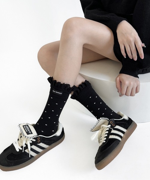 Nia(ニア)の「Nia(ニア)/ドット柄フリルソックス(ソックス/靴下・レディース・ライトグレー/ホワイト/ダークグレー/ブラック・FREE)」の10枚目の写真