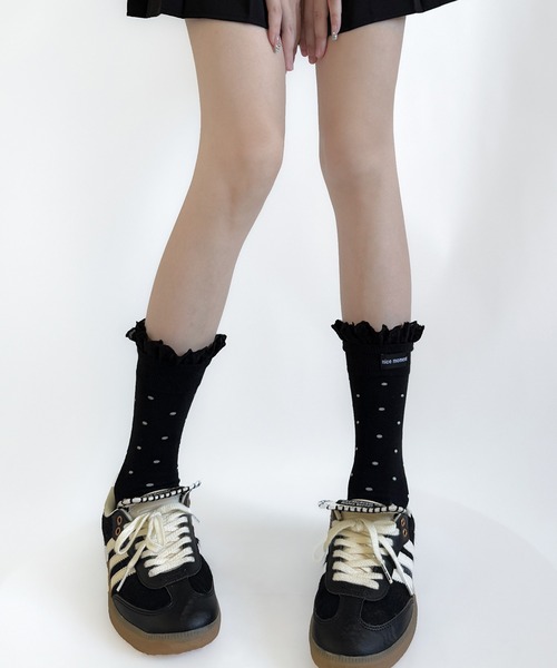 Nia(ニア)の「Nia(ニア)/ドット柄フリルソックス(ソックス/靴下・レディース・ライトグレー/ホワイト/ダークグレー/ブラック・FREE)」の11枚目の写真