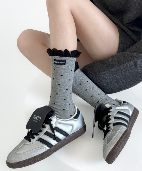 Nia(ニア)の「Nia(ニア)/ドット柄フリルソックス(ソックス/靴下・レディース・ライトグレー/ホワイト/ダークグレー/ブラック・FREE)」の13枚目の写真