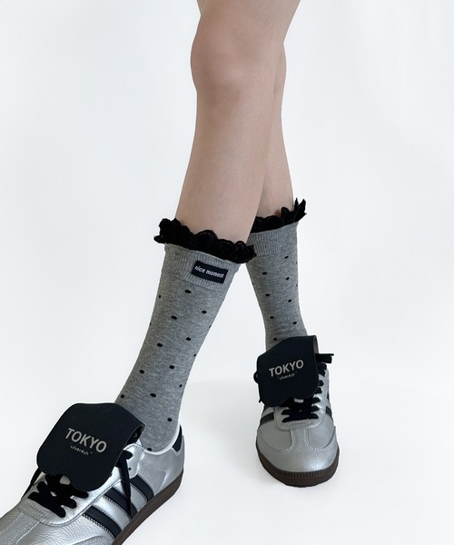 Nia(ニア)の「Nia(ニア)/ドット柄フリルソックス(ソックス/靴下・レディース・ライトグレー/ホワイト/ダークグレー/ブラック・FREE)」の14枚目の写真