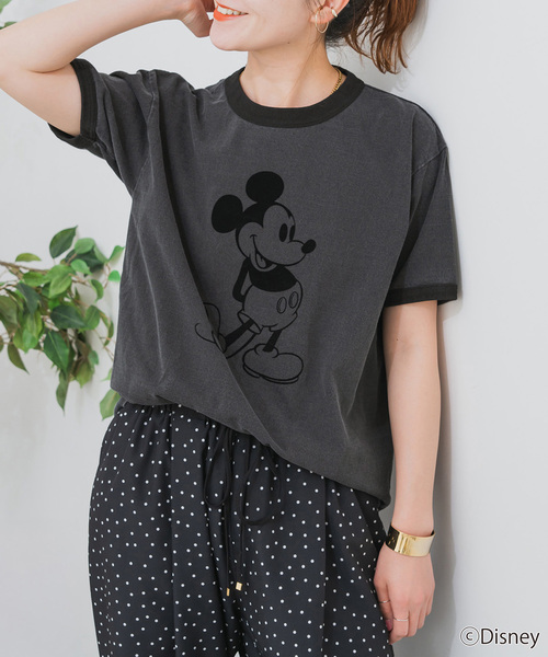 Spick & Span(スピックアンドスパン)の「GOOD ROCK SPEED / グッドロックスピード / ミッキー / リンガーTシャツ(Tシャツ/カットソー・レディース・ネイビー/チャコールグレー・MEDIUM)」の2枚目の写真