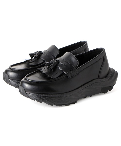 Midland FootWears(ミッドランド フットウエアーズ)の「【+6.5cm厚底】スタイルアップ ボリュームソール タッセル ローファー / Midland Footwears 000013(ローファー・メンズ・ブラック・S/M/L)」の2枚目の写真