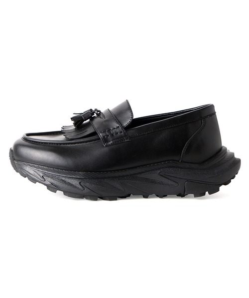 Midland FootWears(ミッドランド フットウエアーズ)の「【+6.5cm厚底】スタイルアップ ボリュームソール タッセル ローファー / Midland Footwears 000013(ローファー・メンズ・ブラック・S/M/L)」の4枚目の写真