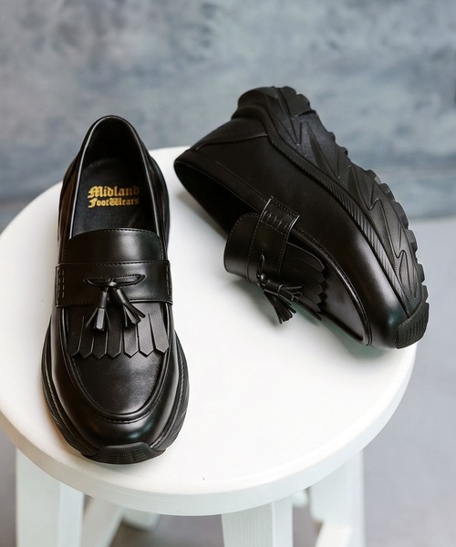 Midland FootWears(ミッドランド フットウエアーズ)の「【+6.5cm厚底】スタイルアップ ボリュームソール タッセル ローファー / Midland Footwears 000013(ローファー・メンズ・ブラック・S/M/L)」の20枚目の写真