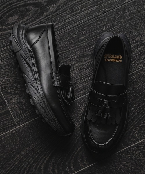 Midland FootWears(ミッドランド フットウエアーズ)の「【+6.5cm厚底】スタイルアップ ボリュームソール タッセル ローファー / Midland Footwears 000013(ローファー・メンズ・ブラック・S/M/L)」の21枚目の写真