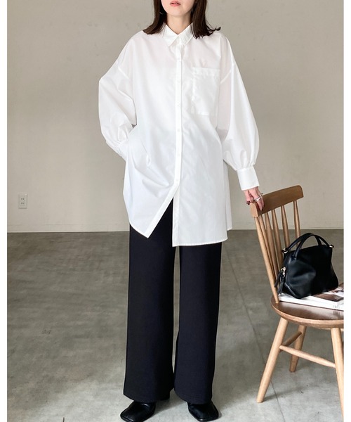 She's Closet(シーズクローゼット)の「長袖ボリュームスリーブ襟付き膝丈フレアチュニックミニシャツワンピース(シャツワンピース・レディース・ストライプ/ホワイト/ピンク/ブラック/ブルー・FREE)」の21枚目の写真