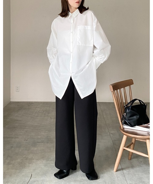 She's Closet(シーズクローゼット)の「長袖ボリュームスリーブ襟付き膝丈フレアチュニックミニシャツワンピース(シャツワンピース・レディース・ストライプ/ホワイト/ピンク/ブラック/ブルー・FREE)」の22枚目の写真