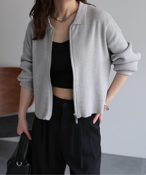 Bottt Zip up polo ニットカーディガン　M Bottt Zip up polo ニットカーディガン M - メルカリ