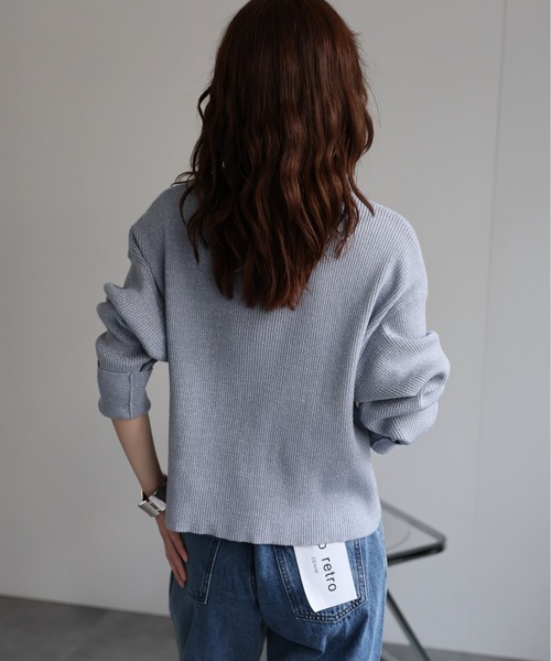 セール】ラメリブニットポロ襟ZIPカーディガン / ポロニット