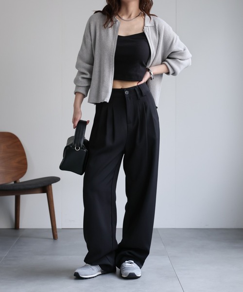 セール】ラメリブニットポロ襟ZIPカーディガン / ポロニット