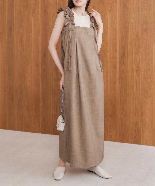 Bab（バブ）の「【S・Mサイズ展開】ギャザージャンパーワンピース（ワンピース・レディース・チャコールグレー/イエロー/ベージュ・S/M）」の2枚目の写真