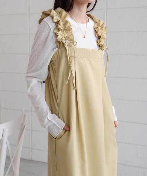 正規品♡スフレ♡BEARワンピース♡ベージュ セール】【S・Mサイズ展開】ギャザージャンパーワンピース