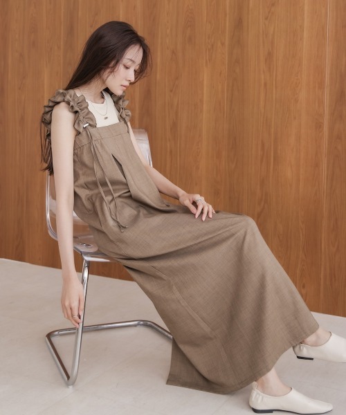 moka様 ワンピース Sベージュ セール】【S・Mサイズ展開】ギャザージャンパーワンピース