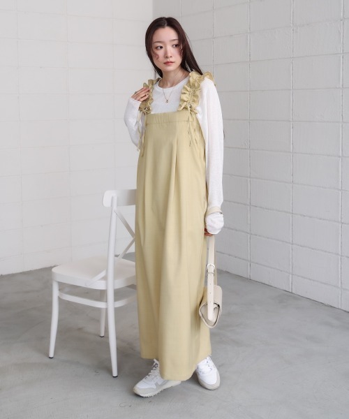 Bab（バブ）の「【S・Mサイズ展開】ギャザージャンパーワンピース（ワンピース・レディース・チャコールグレー/イエロー/ベージュ・S/M）」の14枚目の写真