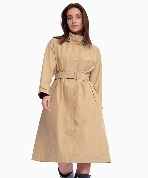 【美品】AIGLE エーグル トレンチコート風レインコート 撥水 フード付き L AIGLE トレンチコート コート GORE-TEX 防水 透湿 防風