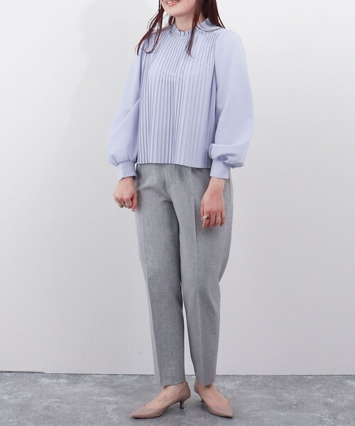 MICO COULIER（ミコクリエ）の「《オケージョン対応》ジョーゼットプリーツブラウス（シャツ/ブラウス・レディース・サックスブルー/ホワイト系その他/オフホワイト・38）」の5枚目の写真