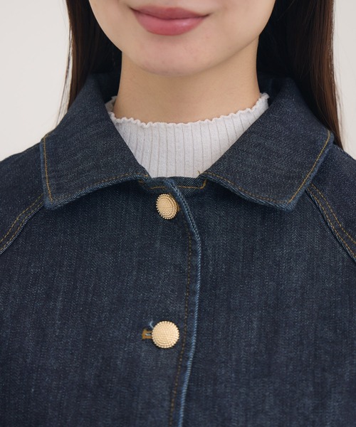 美品✨MARGAUX マルゴー　ノーカラーデニムジャケット　金ボタン セール】【margaux/マルゴー】ゴールド釦デニムジャケット