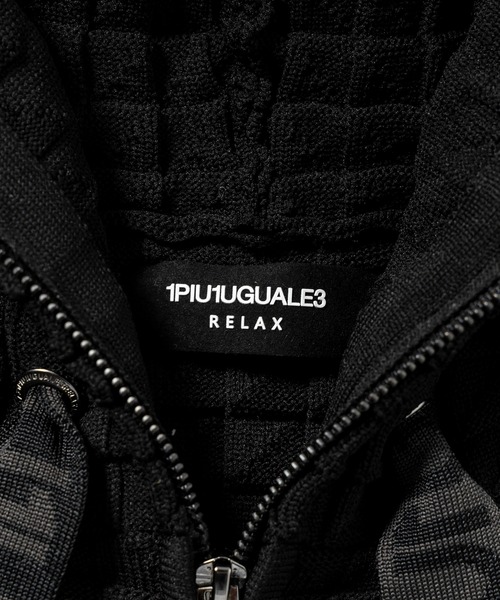 1piu1uguale3 RELAX（ウノピュウノウグァーレトレリラックス）の「1PIU1UGUALE3 RELAX/ウノピゥウノウグァーレトレ リラックス/スクエアパターンニットフーディー（パーカー・メンズ・ブラック/ホワイト・M/L/XL）」の18枚目の写真
