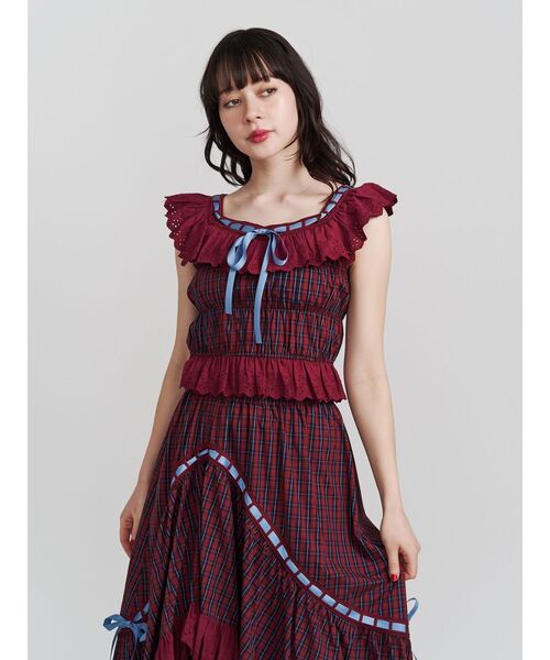 定番のお歳暮 リボンステッチフリルビスチェ【セットアップ対応】夏服（シャツ トップス