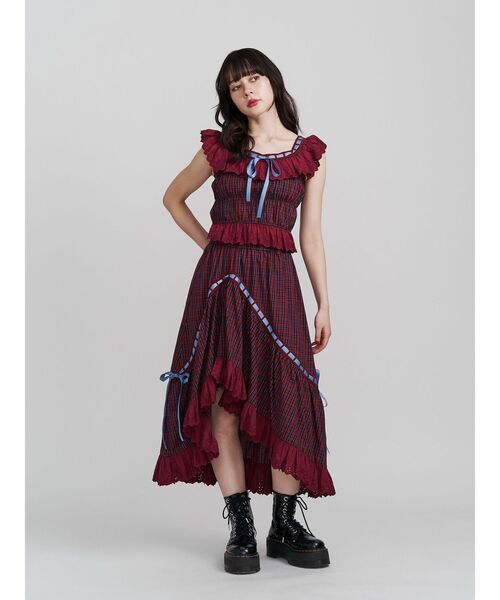 jouetie（ジュエティ）の「リボンステッチフリルブラウス ビスチェ【セットアップ対応】夏服（シャツ/ブラウス・レディース・ブラック/オフホワイト/レッド・MEDIUM）」の14枚目の写真