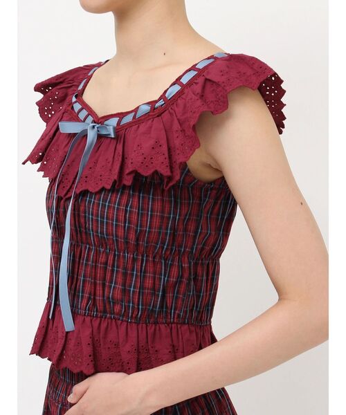 リボンステッチフリルビスチェ【セットアップ対応】夏服（シャツ