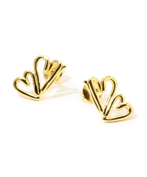 BAR JEWELLERY(バージュエリー)の「BAR Jewellery TWO HEARTS ゴールドピアス(ピアス(両耳用)・レディース・ゴールド・FREE)」の1枚目の写真
