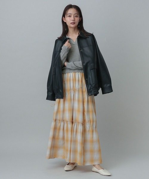 GLOBAL WORK(グローバルワーク)の「MATINEE LINE/チェックスカート/327172(スカート・レディース・ブラック系その他/ブラウン系その他/イエロー系その他・MEDIUM/LARGE)」の4枚目の写真