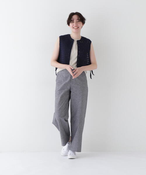 human woman(ヒューマンウーマン)の「【3サイズ展開】◆綿麻シャンブレーセミワイドパンツ(その他パンツ・レディース・カーキ/ネイビー・LARGE/MEDIUM/SMALL)」の5枚目の写真