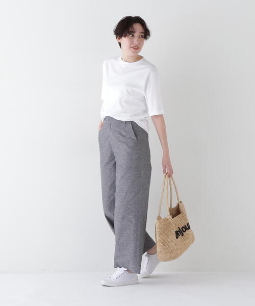 human woman(ヒューマンウーマン)の「【3サイズ展開】◆綿麻シャンブレーセミワイドパンツ(その他パンツ・レディース・カーキ/ネイビー・LARGE/MEDIUM/SMALL)」の6枚目の写真