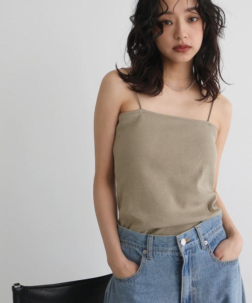 hellam（へラム）の「カップ付リブキャミソール（キャミソール・レディース・アイボリー/ブラック/グレイッシュベージュ/ブラウン・FREE）」の2枚目の写真