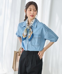 【ハニさら・接触冷感】半袖デニムシャツ