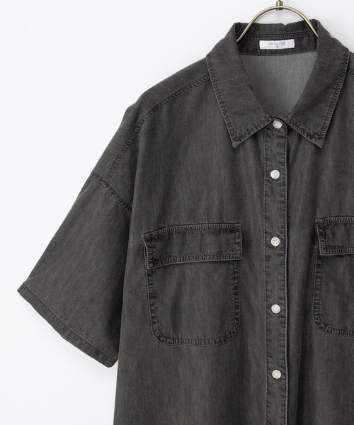 Honeys（ハニーズ）の「【ハニさら・接触冷感】半袖デニムシャツ（シャツ/ブラウス・レディース・インディゴブルー/ライトブルー/グレー・L/LL/M/S）」の18枚目の写真