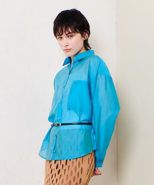 allureville(アルアバイル)の「ナチュラルオーガンジーシャツブラウス(シャツ/ブラウス・レディース・ブルー/ブラウン/ホワイト・2)」の9枚目の写真