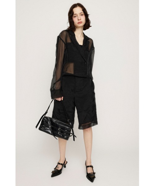 SLY（スライ）の「SHEER TAILOR JUMPSUITS シアー テイラー ジャンプスーツ（つなぎ/オールインワン・レディース・ブラック/ベージュ・FREE）」の3枚目の写真