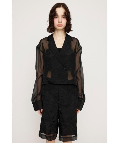 SLY（スライ）の「SHEER TAILOR JUMPSUITS シアー テイラー ジャンプスーツ（つなぎ/オールインワン・レディース・ブラック/ベージュ・FREE）」の5枚目の写真