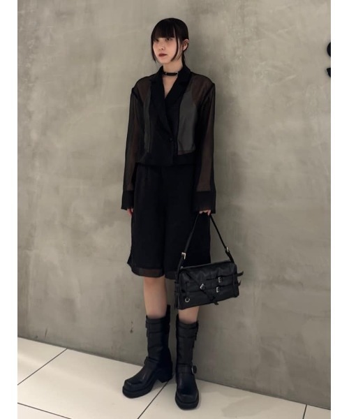 SLY（スライ）の「SHEER TAILOR JUMPSUITS シアー テイラー ジャンプスーツ（つなぎ/オールインワン・レディース・ブラック/ベージュ・FREE）」の19枚目の写真