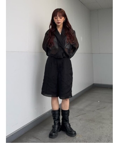 SLY（スライ）の「SHEER TAILOR JUMPSUITS シアー テイラー ジャンプスーツ（つなぎ/オールインワン・レディース・ブラック/ベージュ・FREE）」の18枚目の写真